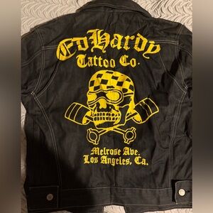 Ed Hardy Black Jacket with Yellow Skull Design